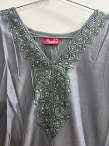Grey Kurti with Lace design
