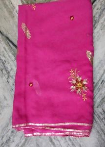 Elegant Pink Embroidered Saree(New)