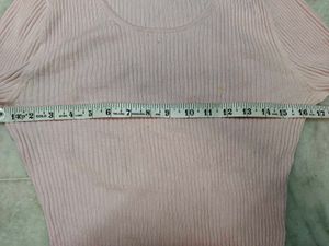 Pink Ribbed Long Sleeve Top