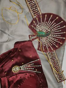 Beautiful Saree With Stitch Blouse 🦚Belt