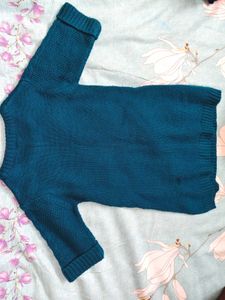 Teal Cable Knit Sweater Dress