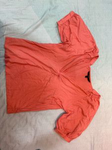 VERO MODA ORIGINAL Coral Twist Puff Sleeve T