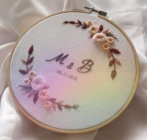 Custom Embroidered Anniversary Hoop💕🌸