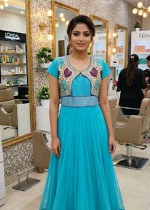 Stunning Blue Anarkali Gown with Embroidery