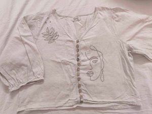 Lightweight Embroidered V-Neck Top