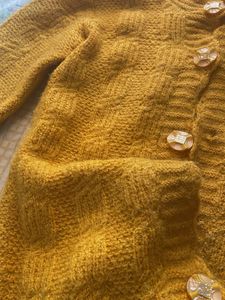Vintage Mustard Knit Cardigan handmade