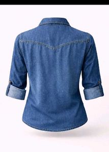 Stylish Blue Denim Cropped Shirt