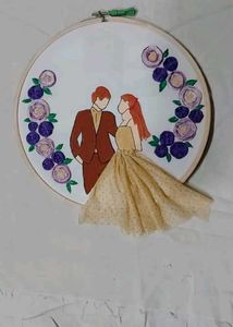 Handmade Wedding Couple Hoop Art
