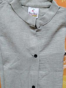 Classic Grey Button-Up Top