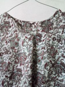 White With Design Print Kurta