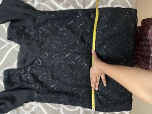 Sequins Kurta Set With Muslin Pants