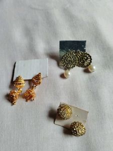 Traditional Jhumka & Pearl Earrings Set