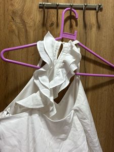 Chic White Tiered Halter Dress
