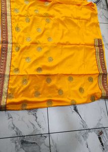 Vibrant Yellow Silk Saree