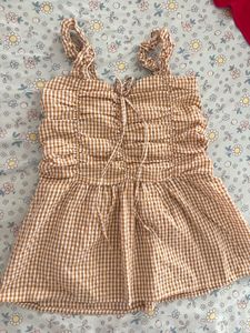 Gingham Ruffle Strap Top