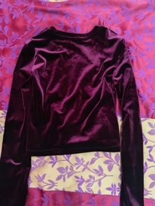 Uniqlo Wine Color Soft Velour Long Sleeve T-Shirt