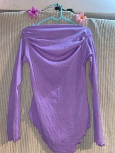 Lavender Off-Shoulder Asymmetrical Top
