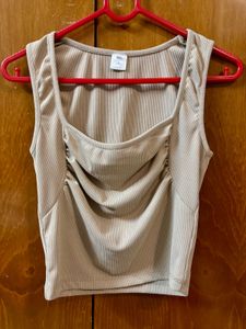 SSS Ruched Square Neck Ribbed Tank Top