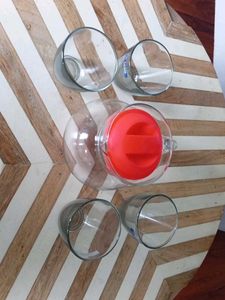 Glass Pitcher with 4 Glasses Set