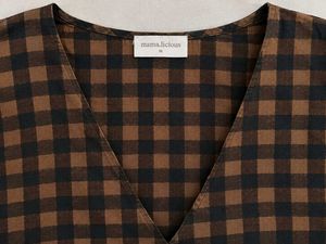 Chic Brown Gingham Tiered Dress for mommy to be an