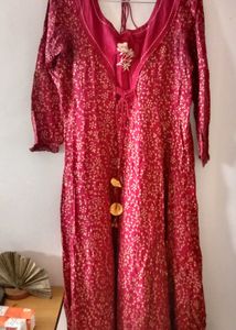 Maroon Floral Print Anarkali Kurta