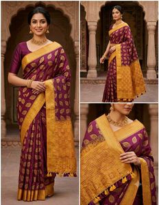 Magenta and yellow kanchi pattu Saree