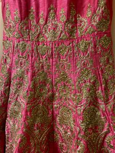 Elegant Pink Embroidered Heavy Gown