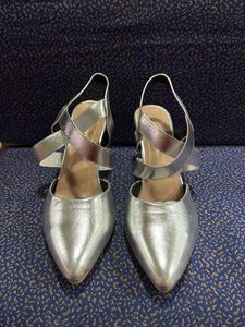 Silver Slingback Heels