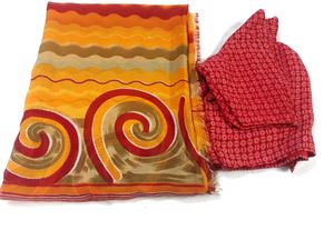 Yellow saree with blouse Eid Offer multi design pi