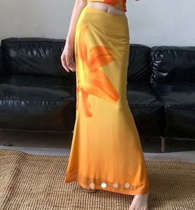 Yellow & Orange Printed Maxi Skirt