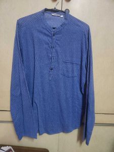 Blue Printed Casual Shirt