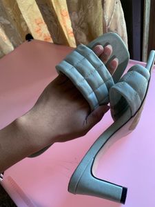 Quilted Strap Heeled Slides