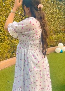 White Floral Tiered Maxi Dress