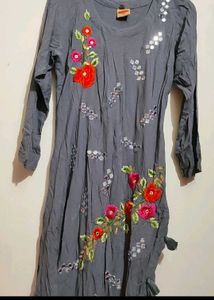 Charcoal Grey Anarkali Kurti For 38 Bust