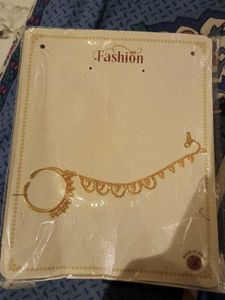 Golden Nath Nose Ring with Chain