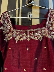 Maroon Embellished Ethnic Gown