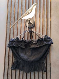 Stretchable Denim Ruffle Tube Top