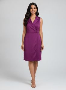 Stylish Sleeveless Purple Wrap Dress