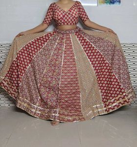 Maroon &amp; Beige khadi Navratri Choli Set