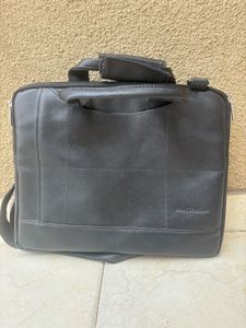 Classic Black Leather Laptop Bag