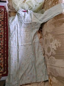 ladies kurta pista green with dupatta