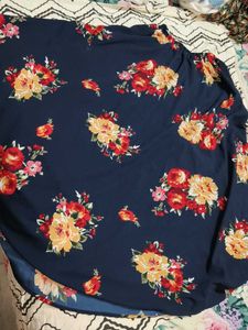 Navy Blue Floral Maxi Skirt