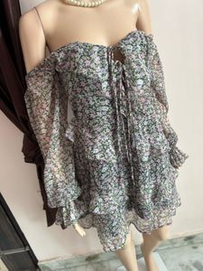 Chic Floral Off-Shoulder Tiered Dress
