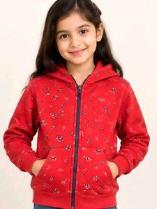 Kids Red Floral Zip-Up Hoodie