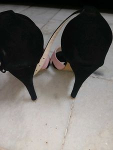 Stylish Pink &amp; Black Block Heels