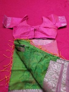 Beautiful Pink &amp; Green Saree