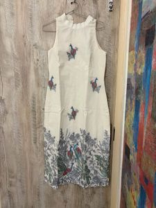 Elegant Cream Peacock embroidered Kurta