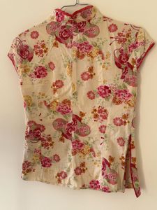 Chic Floral Print Cheongsam Top