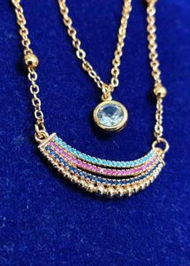 Layered Rainbow Charm Necklace
