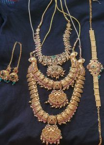 Elegant Gold Plated Temple jewellery set